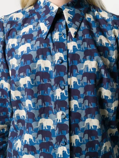Shop Styland Animal Print Shirt In Blue