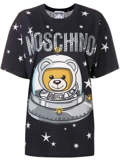 Shop Moschino Logo Teddy Print T-shirt In Black