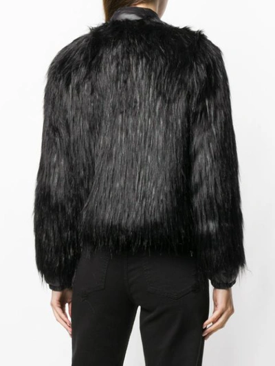 Shop Patrizia Pepe Faux Fur Puffer Jacket - Black