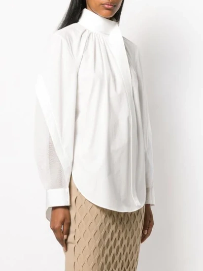 Shop Fendi Belted-neck Draped Blouse In White