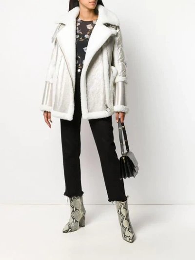 Shop Nicole Benisti Montaigne Shearling-trimmed Jacket In White