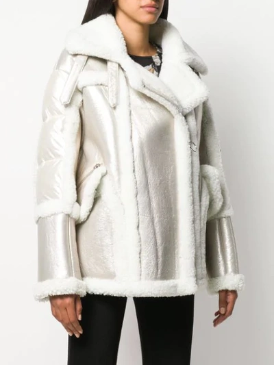 Shop Nicole Benisti Montaigne Shearling-trimmed Jacket In White