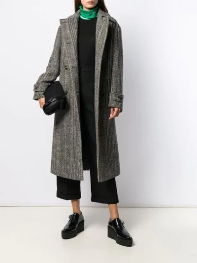 STELLA MCCARTNEY STRIPED BUTTON-UP COAT - 黑色