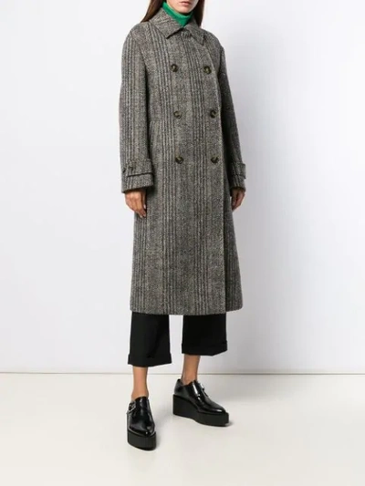 STELLA MCCARTNEY STRIPED BUTTON-UP COAT - 黑色