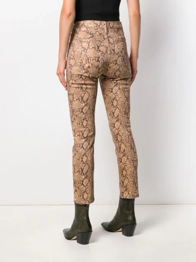 Shop Frame Snakeskin-effect Jeans In Brown