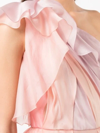 Shop Marchesa One-shoulder Evening Dress In Pink