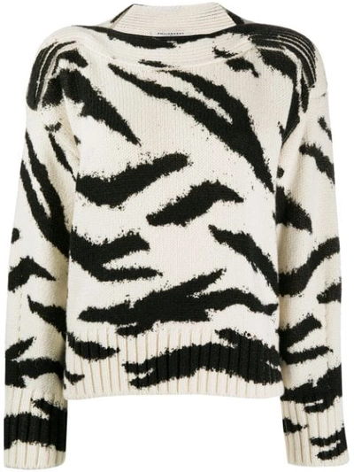 Shop Philosophy Di Lorenzo Serafini Animal Pattern Wool Sweater In White
