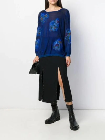 Shop Avant Toi Floral Print Jumper In Blue