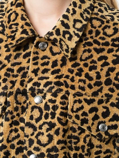 Shop Re/done Leopard Cropped Jacket In Brown