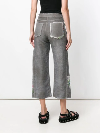 Shop Avant Toi Cropped Embroidered Trousers In Grey