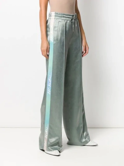 Shop Off-white Iridescent Side Panelled Trousers In Green