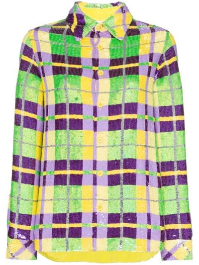 Shop Ashish Sequin Embellished Check Shirt In Multicolour