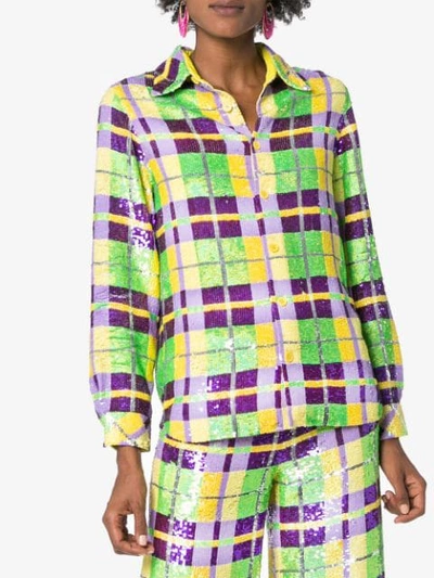 Shop Ashish Sequin Embellished Check Shirt In Multicolour