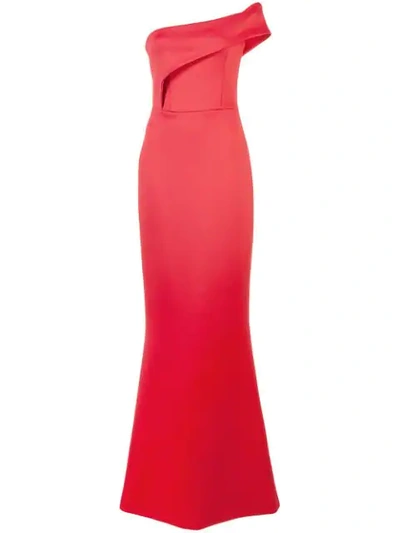 Shop Black Halo Asymmetric Long Evening Dress - Red