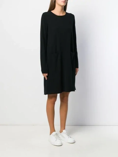 Shop Allude Rolled Hem Knitted Dress In Black