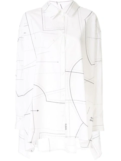 Shop Ruban Printed Poplin Shirt In White