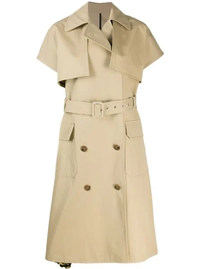 Shop Msgm Short Sleeve Trench Coat In 23 Neutral