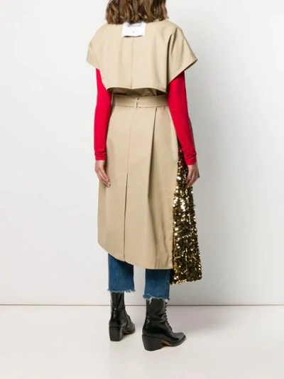 Shop Msgm Short Sleeve Trench Coat In 23 Neutral