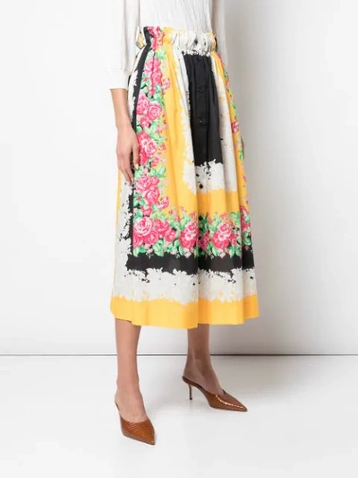 Shop Rachel Comey Floral Print Midi Skirt In Yellow