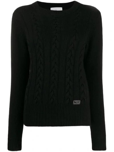 Shop Be Blumarine Cable Knit Jumper In Black