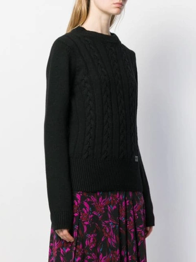 Shop Be Blumarine Cable Knit Jumper In Black
