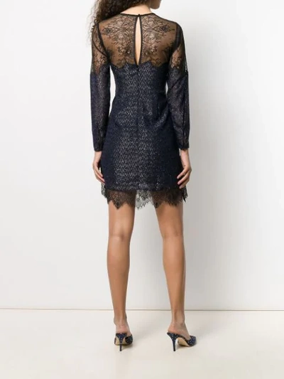 Self-portrait Lace Knot Front Dress In Blue