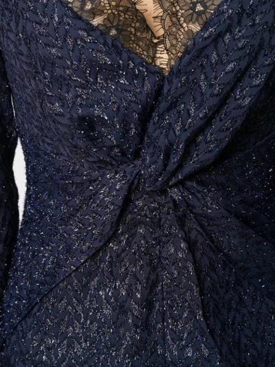 Shop Self-portrait Lace Knot Front Dress In Blue