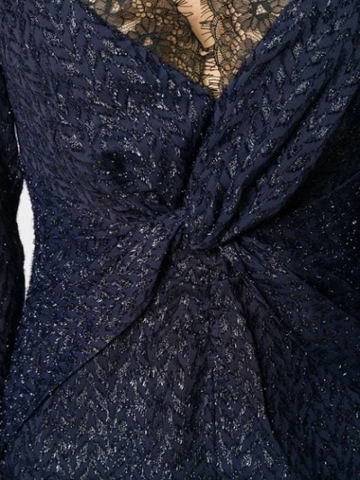 Self-portrait Lace Knot Front Dress In Blue