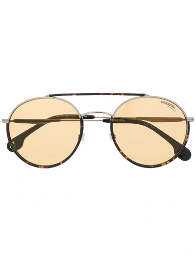 Shop Carrera Tortoiseshell-effect Aviator Sunglasses In Black