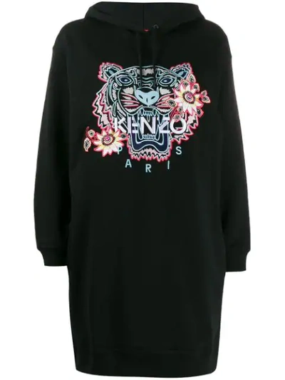 Shop Kenzo Logo-embroidered Hoodie In Black
