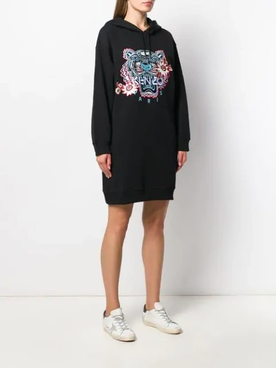 Shop Kenzo Logo-embroidered Hoodie In Black