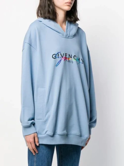 GIVENCHY CONTRAST LOGO HOODIE - 蓝色