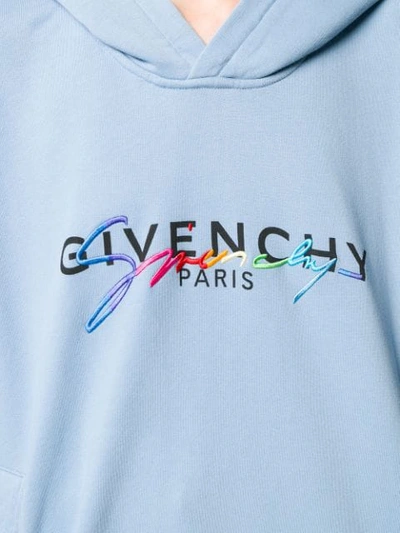 Shop Givenchy Contrast Logo Hoodie In 450 - Sky Blue