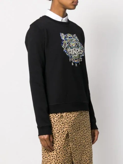 Shop Kenzo Tiger Hand-embroidered Sweatshirt In Black