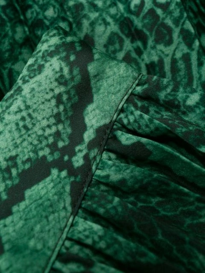 Shop Andamane Snakeskin Print Pleated Skirt In Green