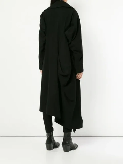Shop Yohji Yamamoto Asymmetric Structured Coat - Black