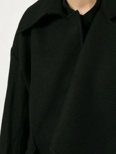 Shop Yohji Yamamoto Asymmetric Structured Coat - Black