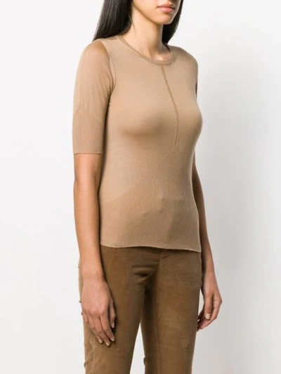 Shop Lorena Antoniazzi Short-sleeved Knit Top In Neutrals