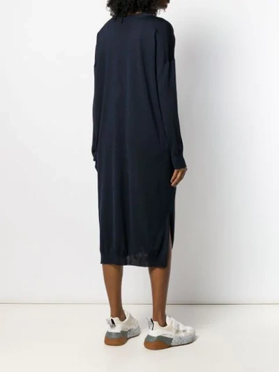 Shop Stella Mccartney Knitted Midi Dress In 4101 Blue