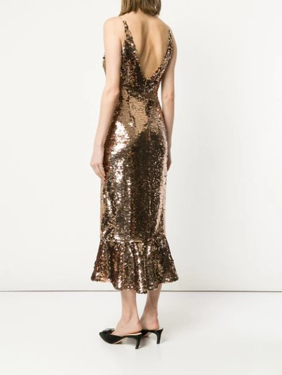 Shop Saloni Sequin Embellished Dress - Metallic