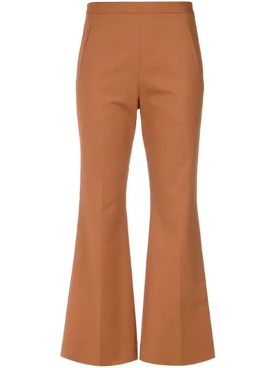 Shop Andrea Marques Flared Trousers In Capuccino