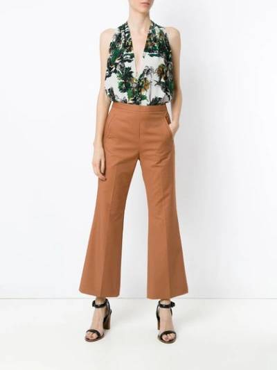 Shop Andrea Marques Flared Trousers In Capuccino