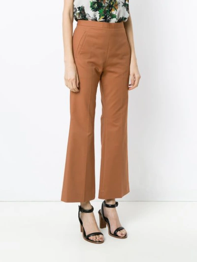 Shop Andrea Marques Flared Trousers In Capuccino