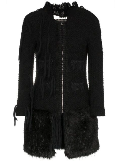 Shop Tiger In The Rain Faux Fur Trimmed Reworked Vintage Chanel Coat - Black