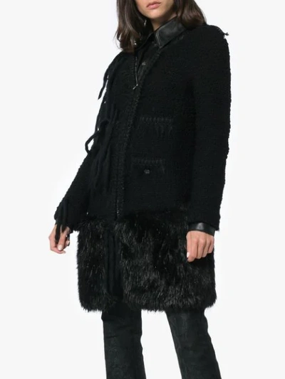 Shop Tiger In The Rain Faux Fur Trimmed Reworked Vintage Chanel Coat - Black