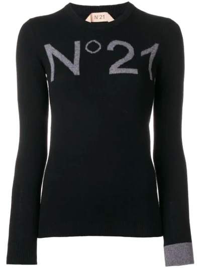 Shop N°21 Nº21 Logo Fitted Sweater - Black