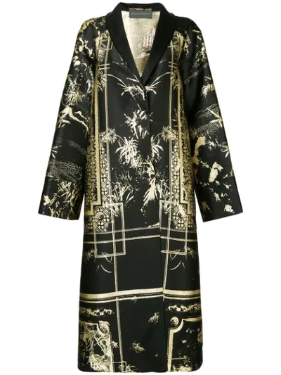 Alberta Ferretti Oriental Brocade Cape In Black