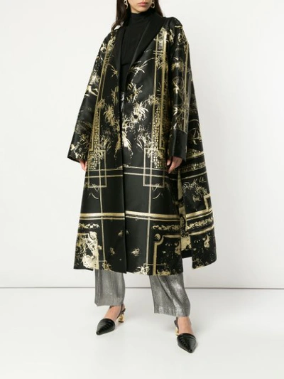 Alberta Ferretti Oriental Brocade Cape In Black