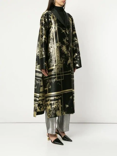 Alberta Ferretti Oriental Brocade Cape In Black