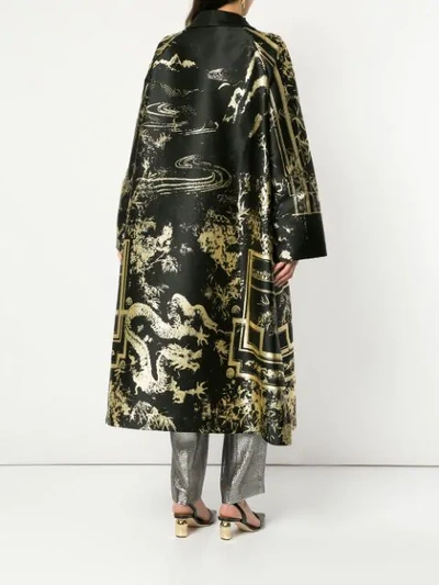 Alberta Ferretti Oriental Brocade Cape In Black